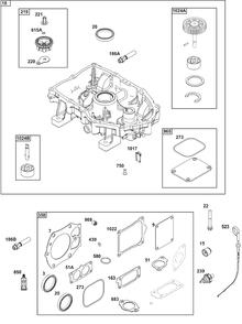 Crankcase Cover/Sump Group Diagram and Parts List for 613777-0013-J1 400000 - 699999 Briggs and Stratton Engine